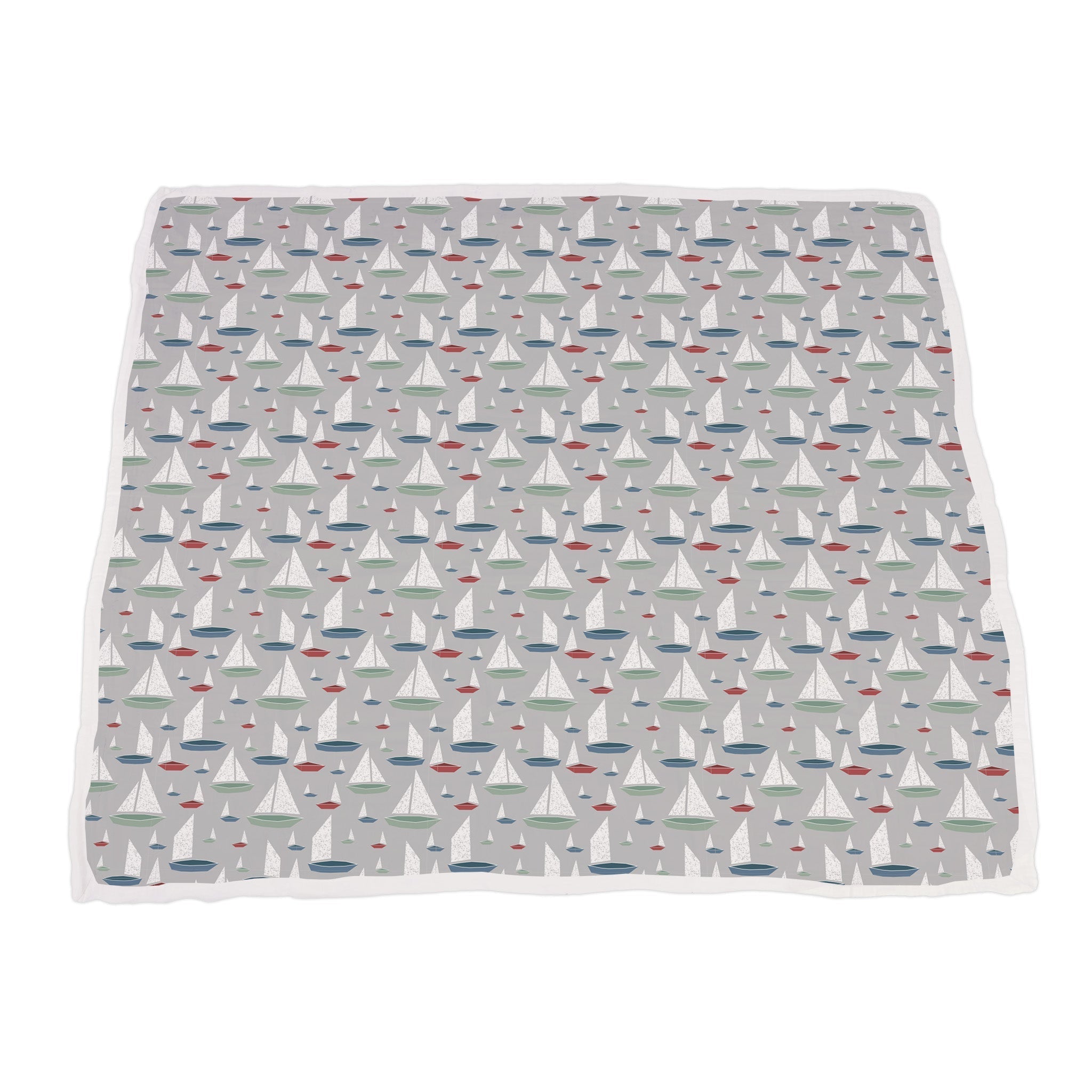 Blue Shadow Whales and Marina Sailboats Bamboo Blanket