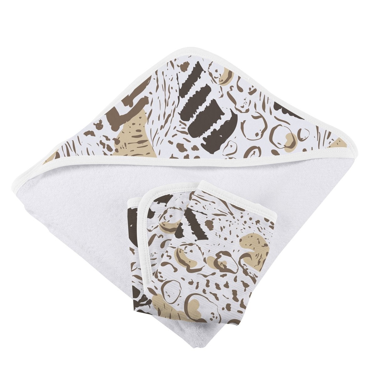 Animal Print Bamboo Hooded Towel and Washcloth Set - Babies Mall