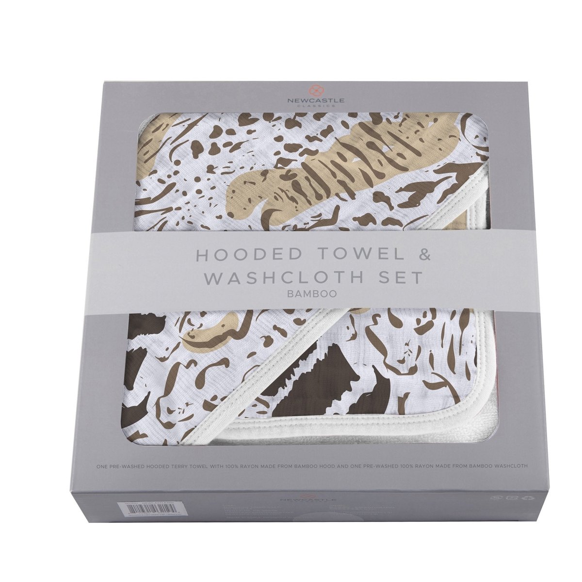 Animal Print Bamboo Hooded Towel and Washcloth Set - Babies Mall