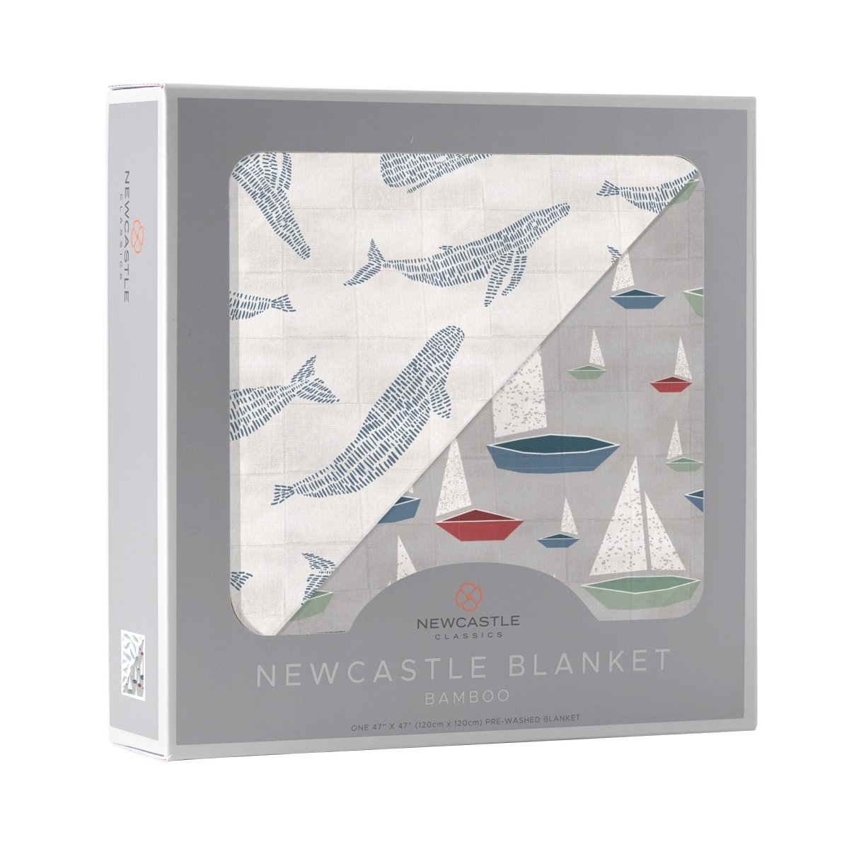 Blue Shadow Whales and Marina Sailboats Bamboo Blanket - Babies Mall