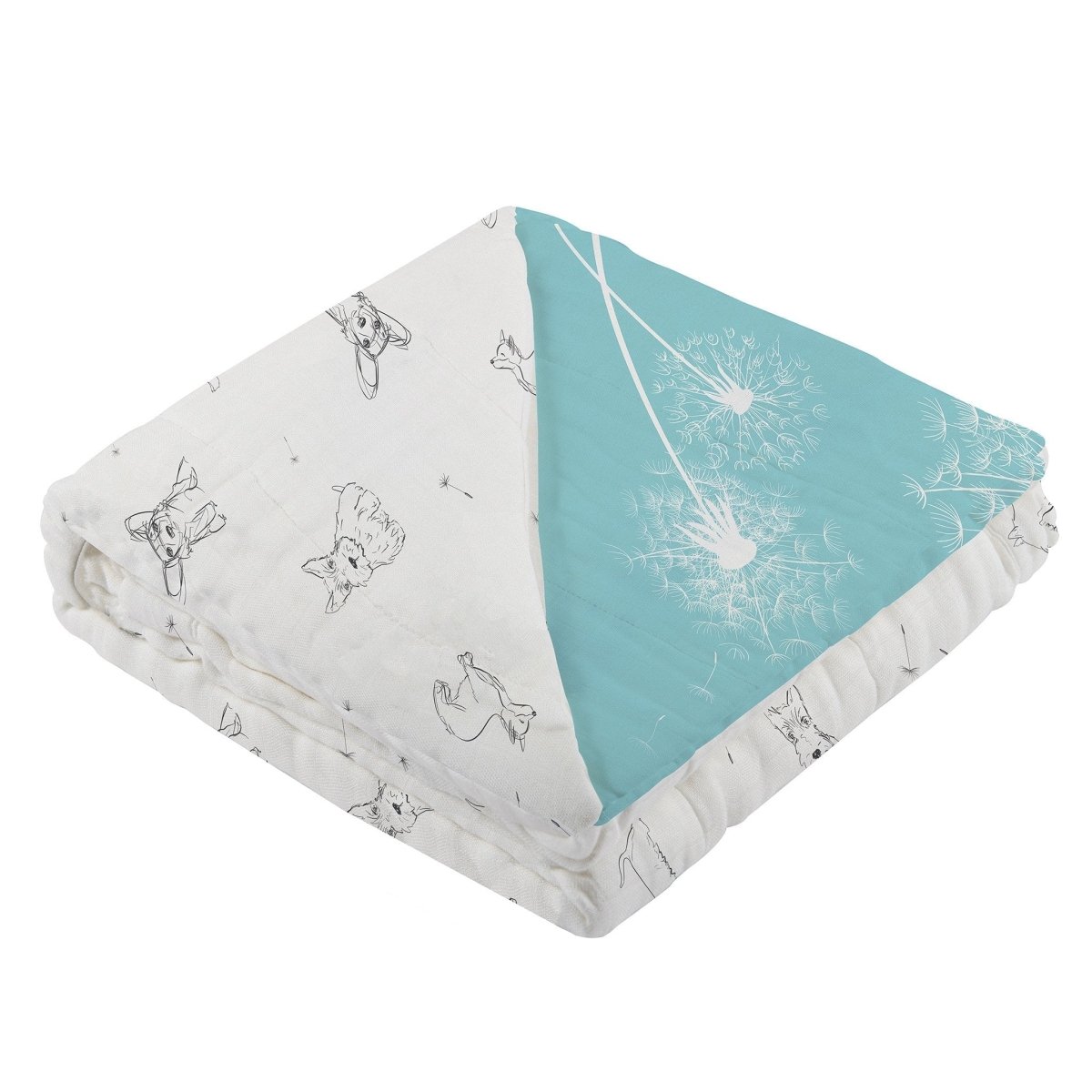 Corgi and Dandelion Seeds Bamboo Muslin Blanket - Babies Mall