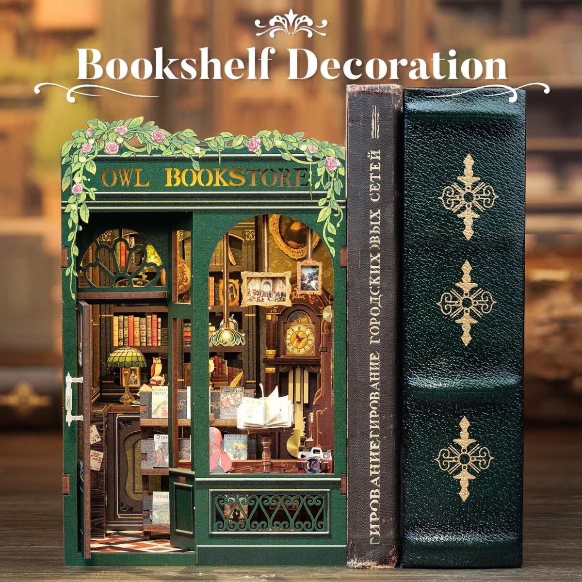 DIY Book Nook Kit with LED, Wooden Miniature Bookstore Craft Set - Babies Mall
