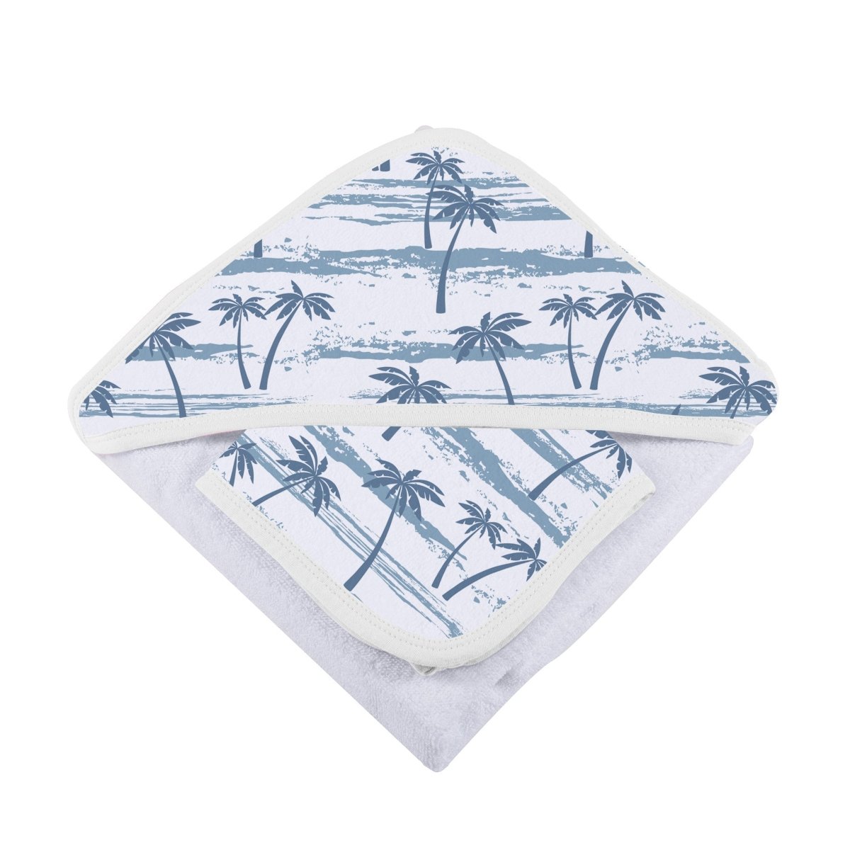 Ocean Palm Trees Bamboo Hooded Towel and Washcloth Set - Babies Mall