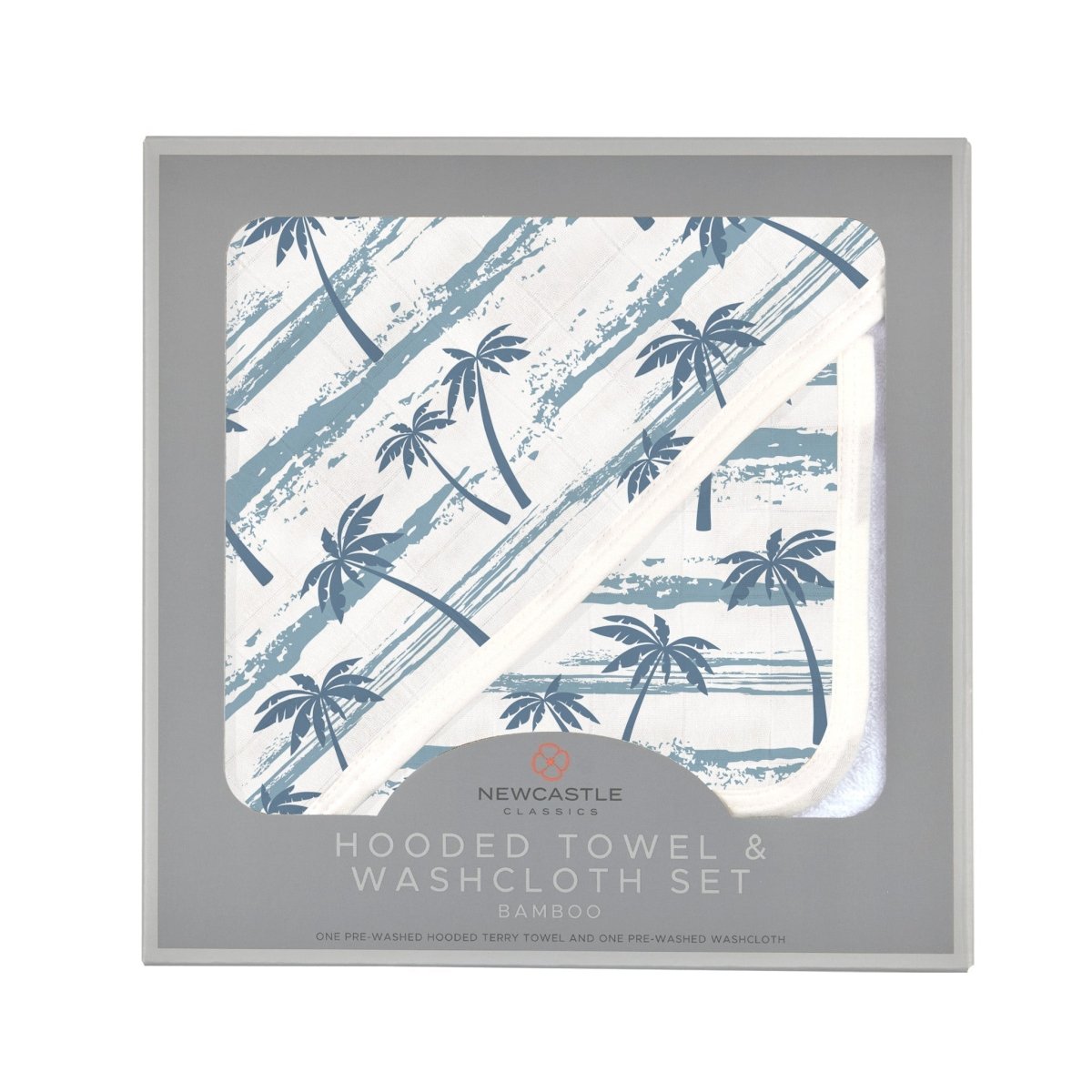 Ocean Palm Trees Bamboo Hooded Towel and Washcloth Set - Babies Mall