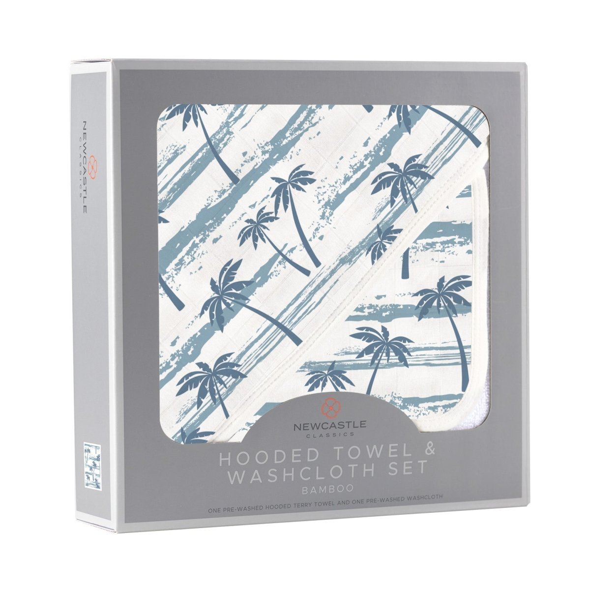 Ocean Palm Trees Bamboo Hooded Towel and Washcloth Set - Babies Mall