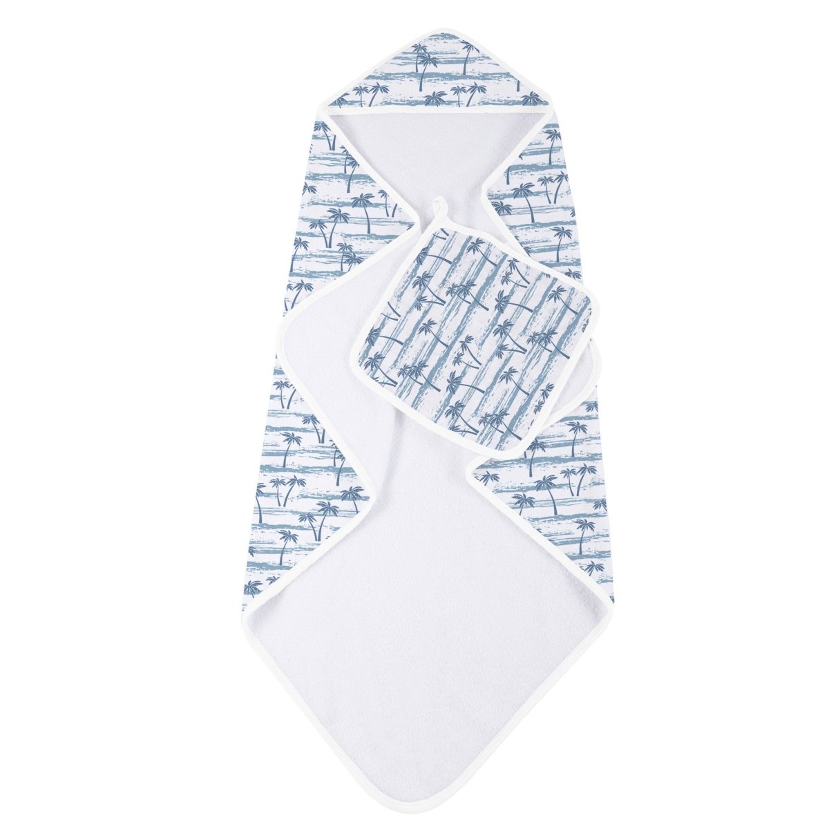 Ocean Palm Trees Bamboo Hooded Towel and Washcloth Set - Babies Mall