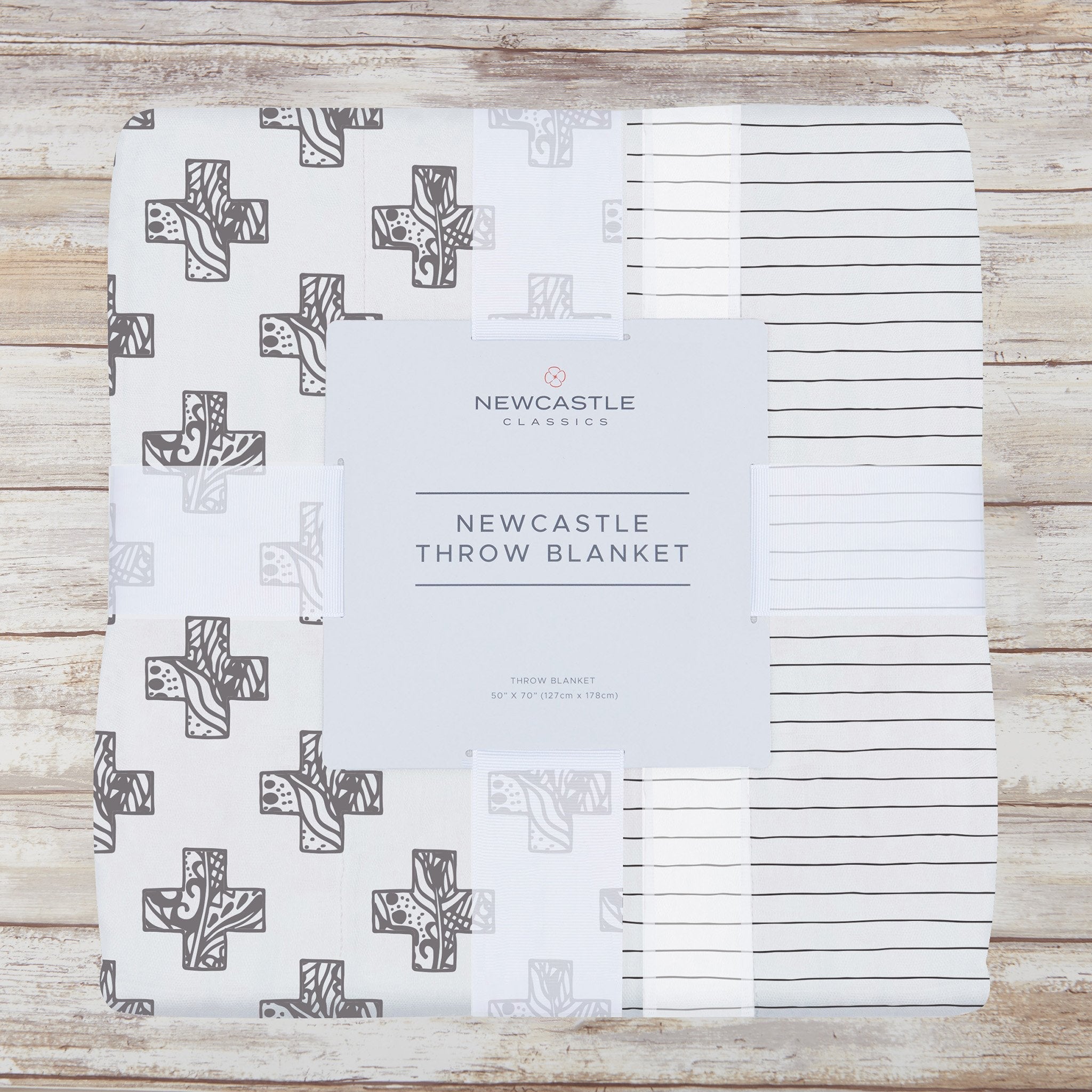 Nordic Stamp and Pencil Stripe Bamboo Muslin Throw Blanket