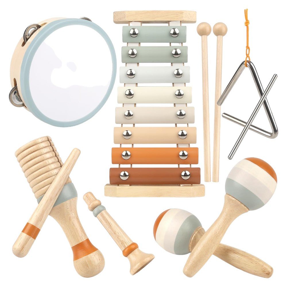 Wooden Musical Toy Set Xylophone, Drum & More for Kids 3 - 5 - Babies Mall