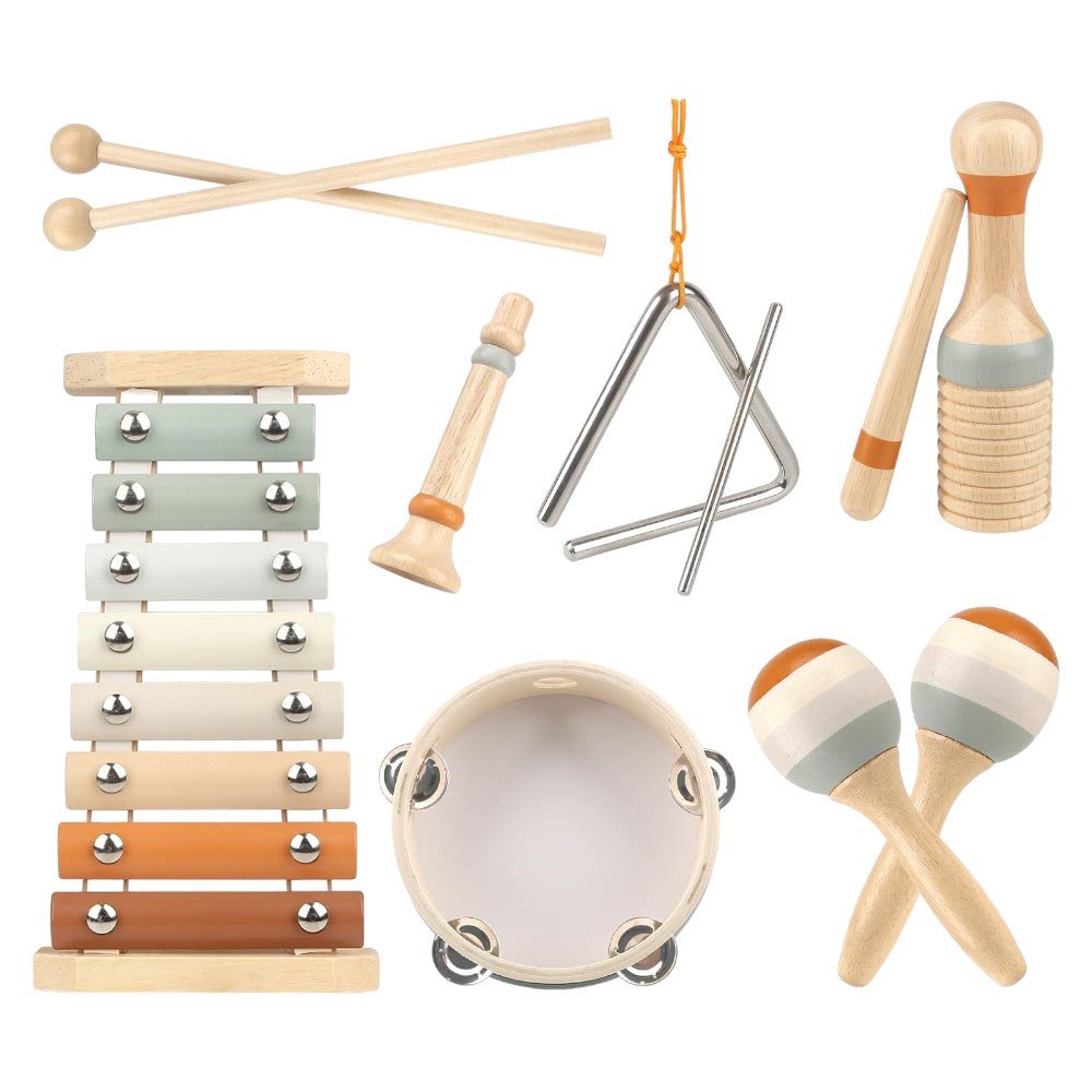 Wooden Musical Toy Set Xylophone, Drum & More for Kids 3 - 5 - Babies Mall