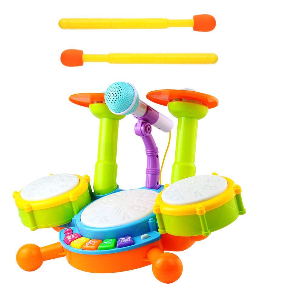 3 - in - 1 Interactive Drum Baby Set Toddler Music Toy Lights & Sounds - Babies Mall