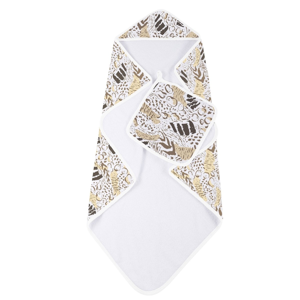 Animal Print Bamboo Hooded Towel and Washcloth Set - Babies Mall