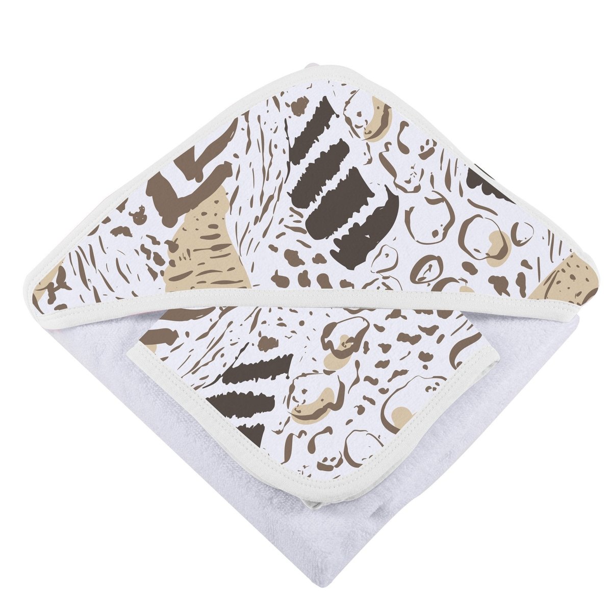 Animal Print Bamboo Hooded Towel and Washcloth Set - Babies Mall
