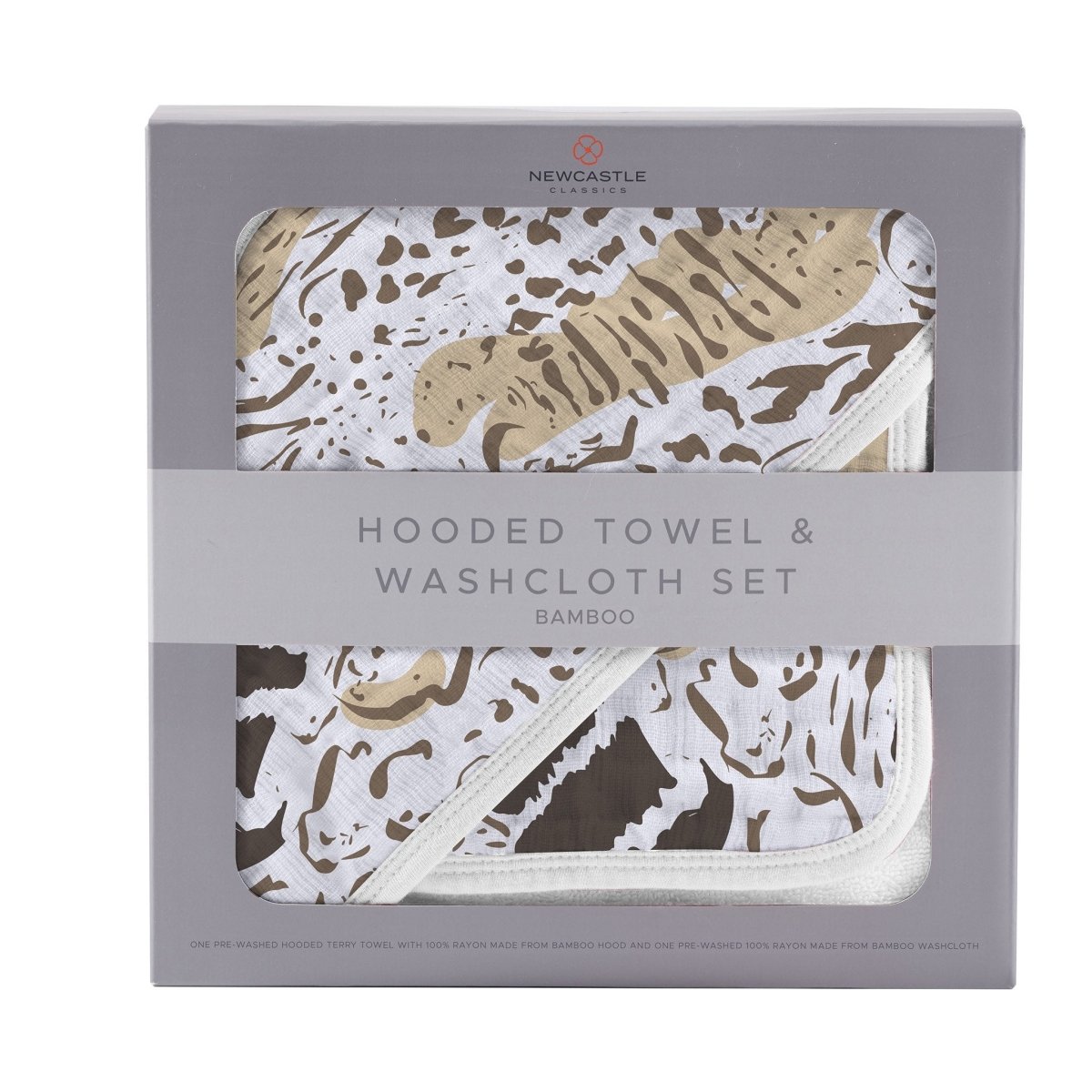 Animal Print Bamboo Hooded Towel and Washcloth Set - Babies Mall