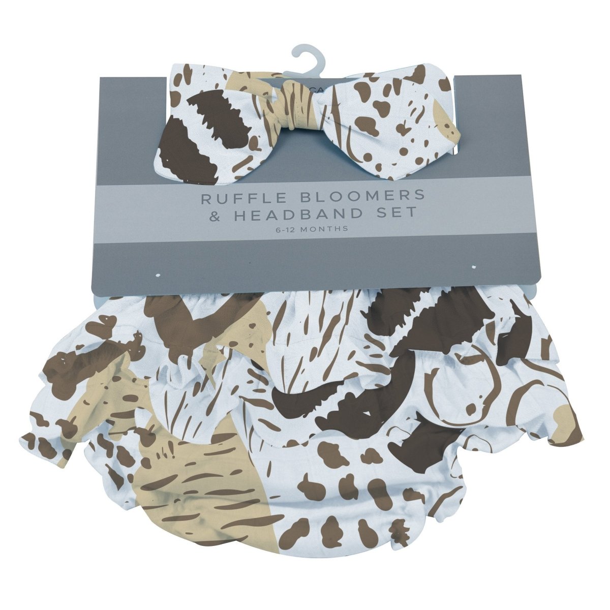 Animal Print Ruffle Bamboo Bloomer Headband Set - Babies Mall