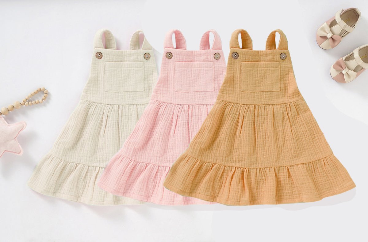 Baby clothes Organic Cotton Muslin Baby Dress Soft & Breathable - Babies Mall