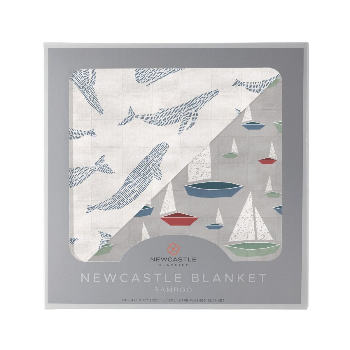 Blue Shadow Whales and Marina Sailboats Bamboo Blanket - Babies Mall
