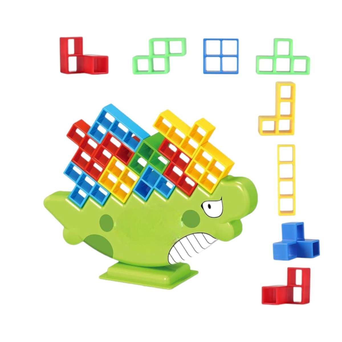 Dinosaur Stacking Tower Game – 48 or 64 Piece Balance Blocks Set - Babies Mall
