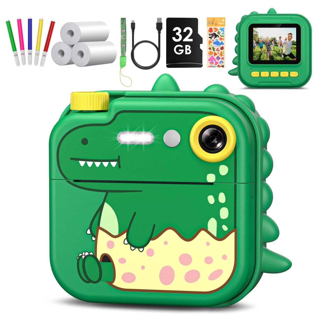 Instant Kids Camera with 2.4” Screen, 1080P, 32GB & Printing Paper - Babies Mall