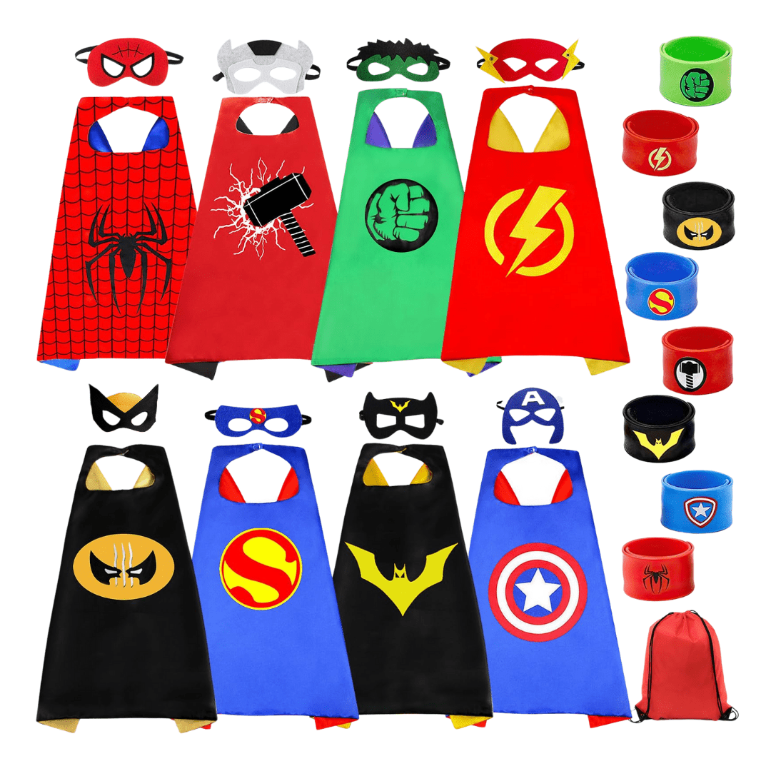 Set of 8 Superhero Capes and Matching Masks for Kids - Babies Mall