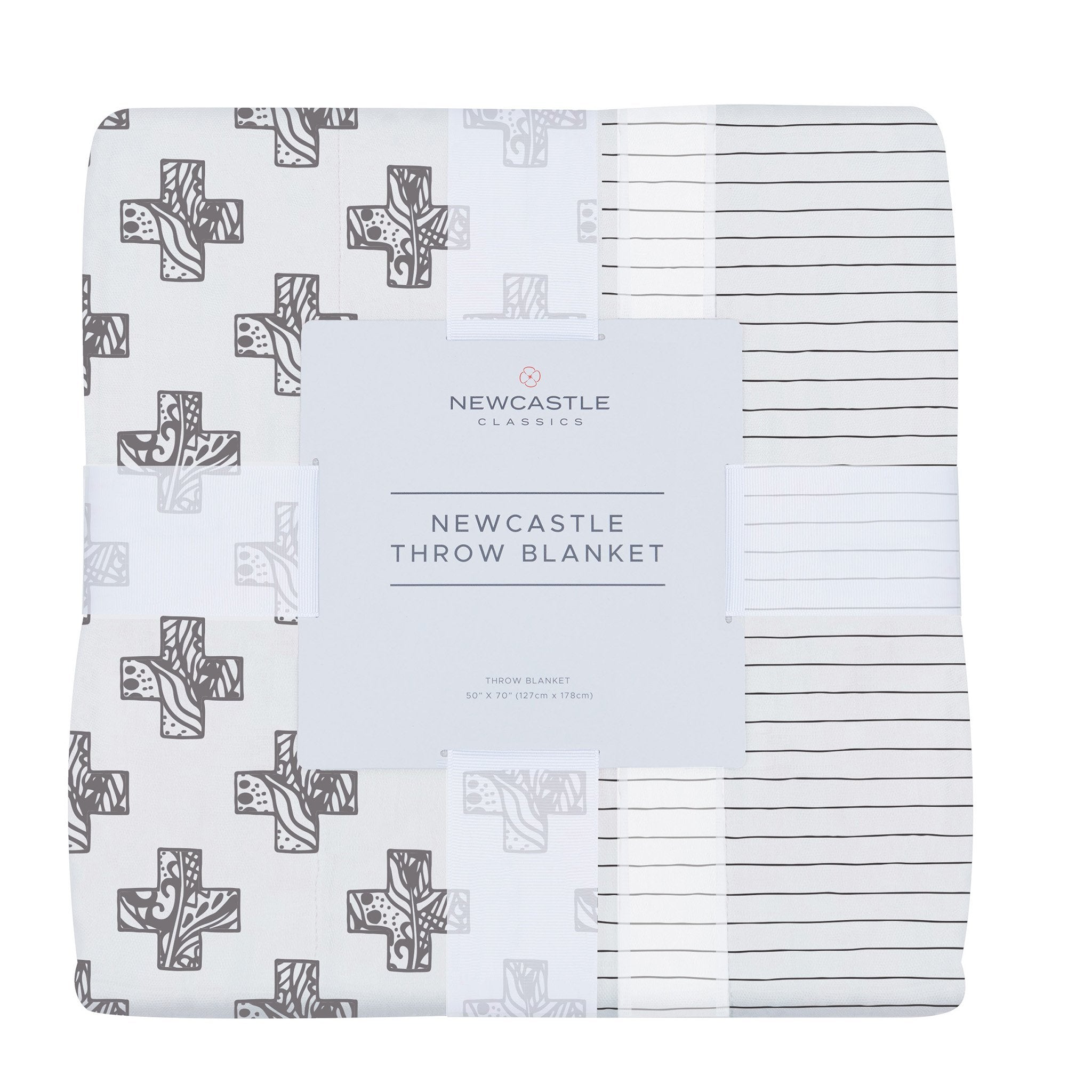 Nordic Stamp and Pencil Stripe Bamboo Muslin Throw Blanket