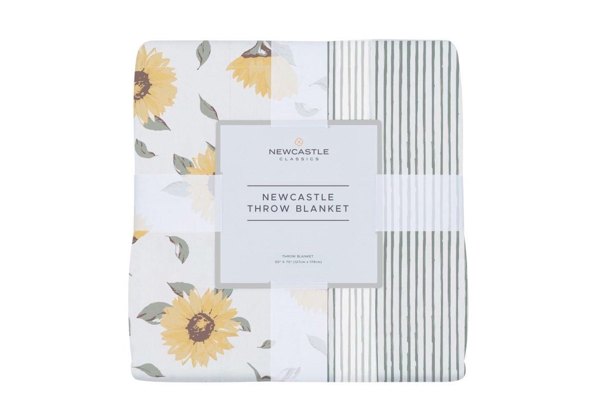 Sunflower Farm and Sage Green Stripe Throw Blanket - Babies Mall