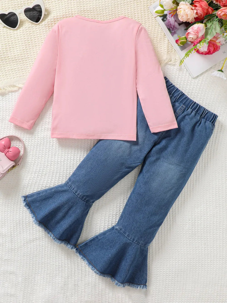 Two - Piece Kids Outfit Distressed Raw Hem Set – 4Y to 7Y - Babies Mall